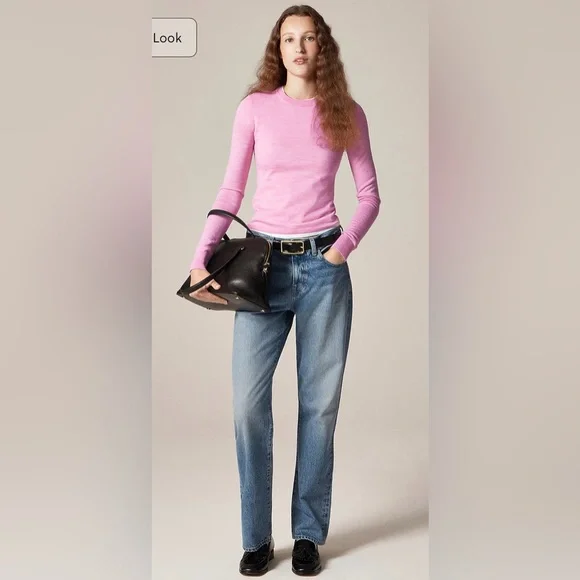 J.Crew Carolyn fitted crewneck sweater in merino wool in heather neon orchid - Picture 2 of 8